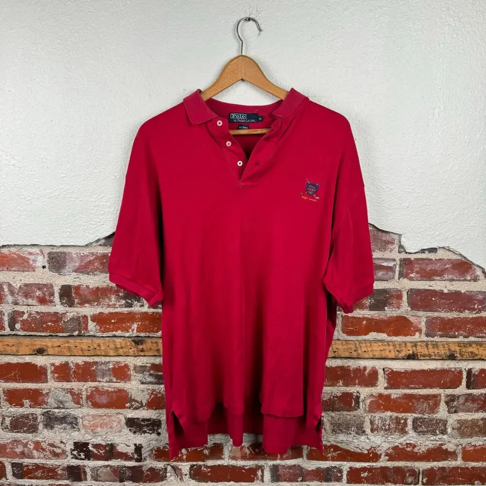 Vintage Polo Ralph Lauren Shirt Size XL Red Cotton Short Sleeve Polo Logo USA
